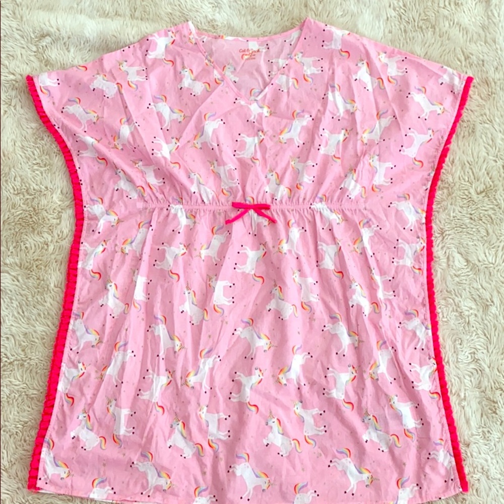 CAT & JACK Girl’s Unicorn Swim Pink Cover Up Size 14-16 NWOT